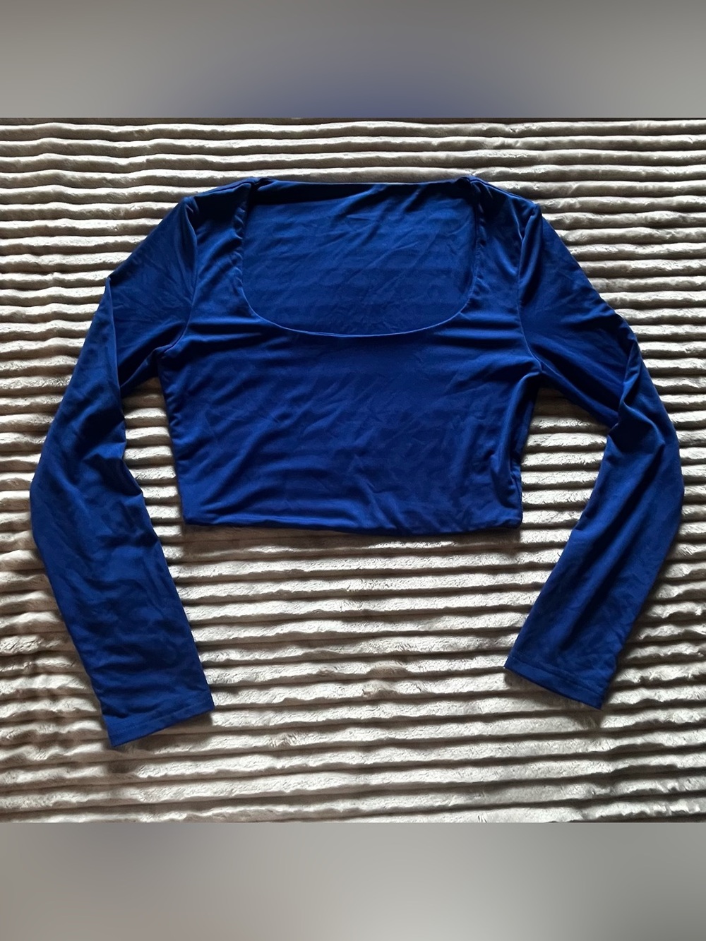 Royal Blue Long Sleeve Square Neck Crop Top ♡